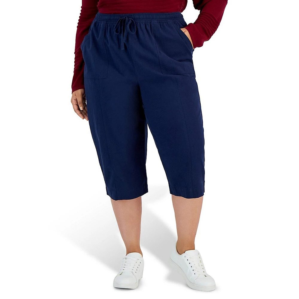 Plus Quinn Drawstring Cotton Capri Pants