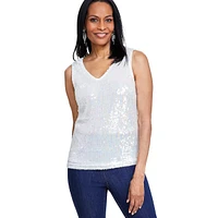 V-Neck Sequin Tank Top