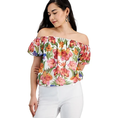 Floral Puff-Sleeve Top