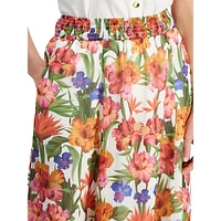 Textured Floral-Print Maxi Skirt