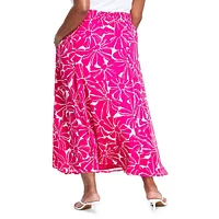 Plus Floral Chiffon Pull-On Maxi Skirt