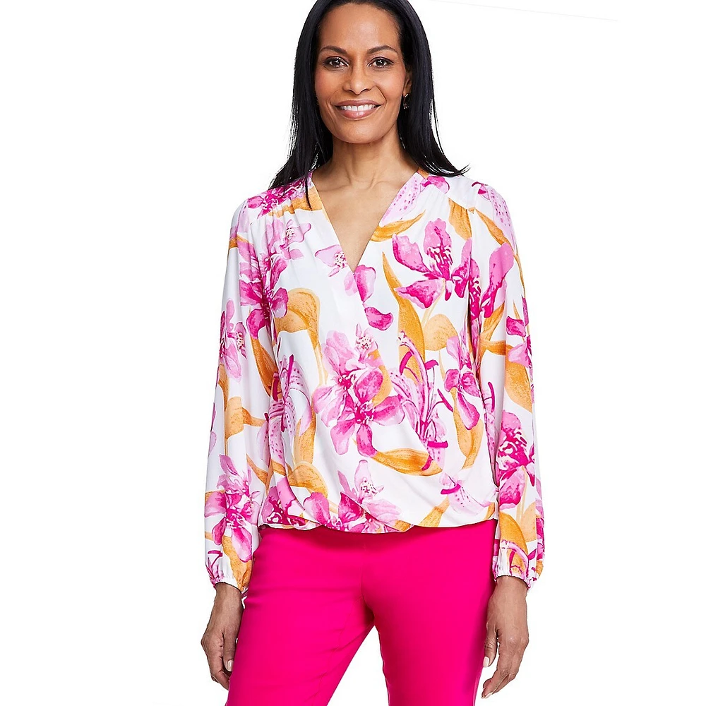 Floral Surplice Blouse