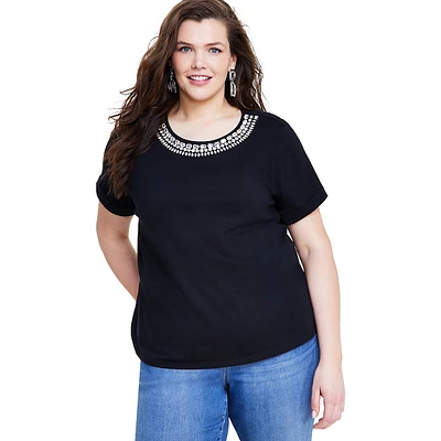 Plus Rhinestone-Embellished T-Shirt