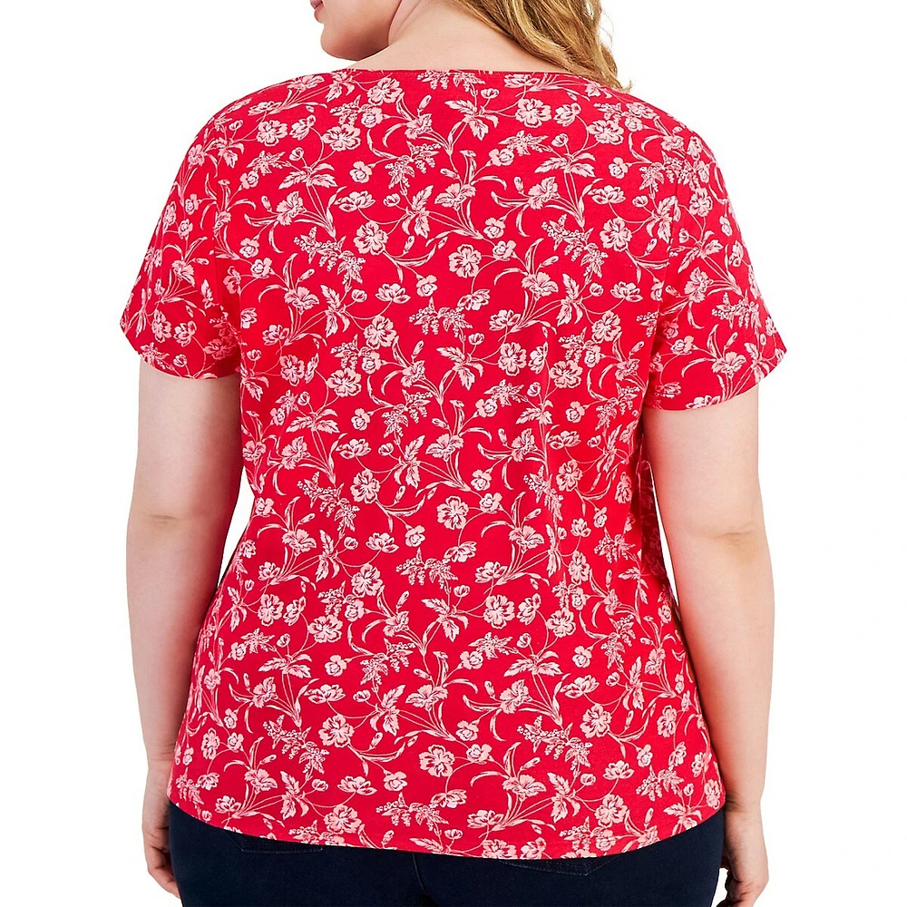 Plus T-shirt fleuri à encolure dégagée