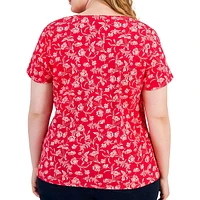 Plus T-shirt fleuri à encolure dégagée