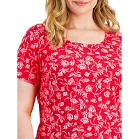 Plus T-shirt fleuri à encolure dégagée