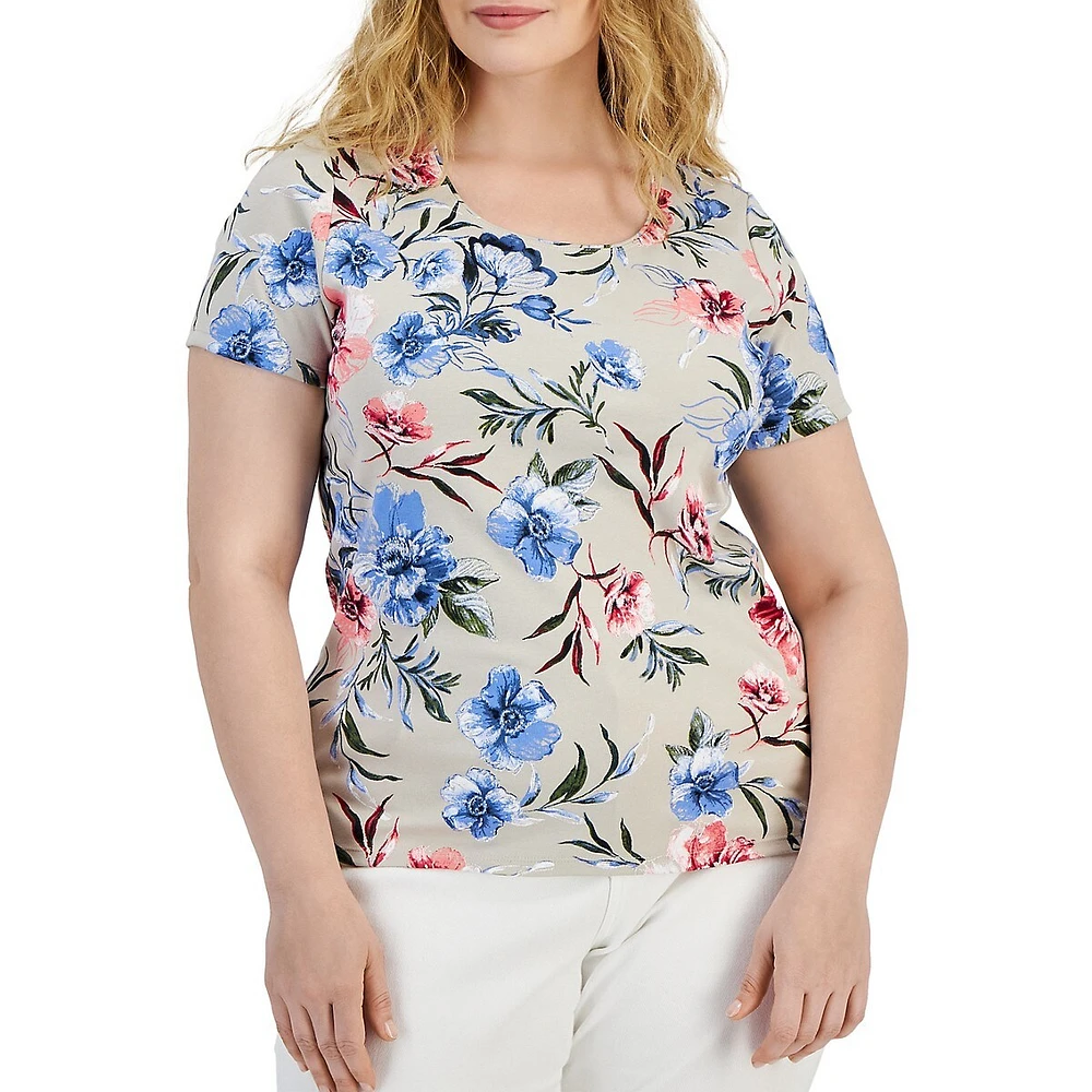 Plus Windswept Blooms Short-Sleeve T-Shirt