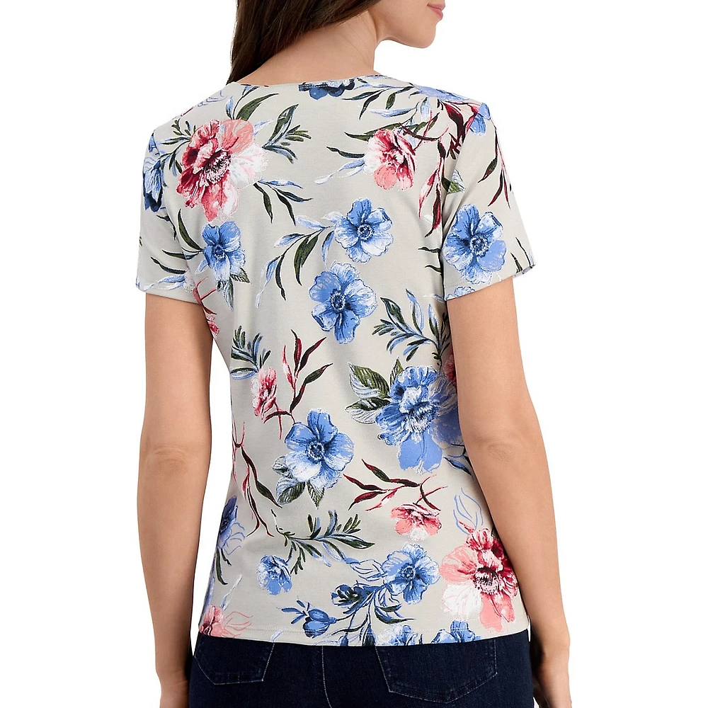 Petite Windswept Blooms Short-Sleeve Top