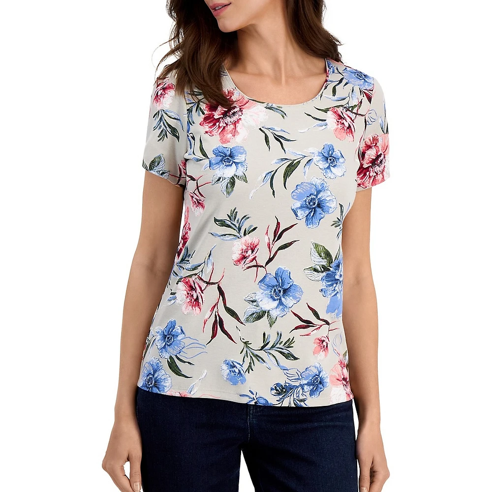 Petite Windswept Blooms Short-Sleeve Top