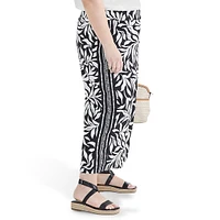 Plus ​Border-Print Cropped Wide-Leg Pants