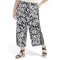 Plus ​Border-Print Cropped Wide-Leg Pants