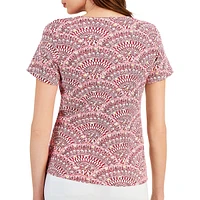 Bountiful Birdcage-Print Short-Sleeve Top