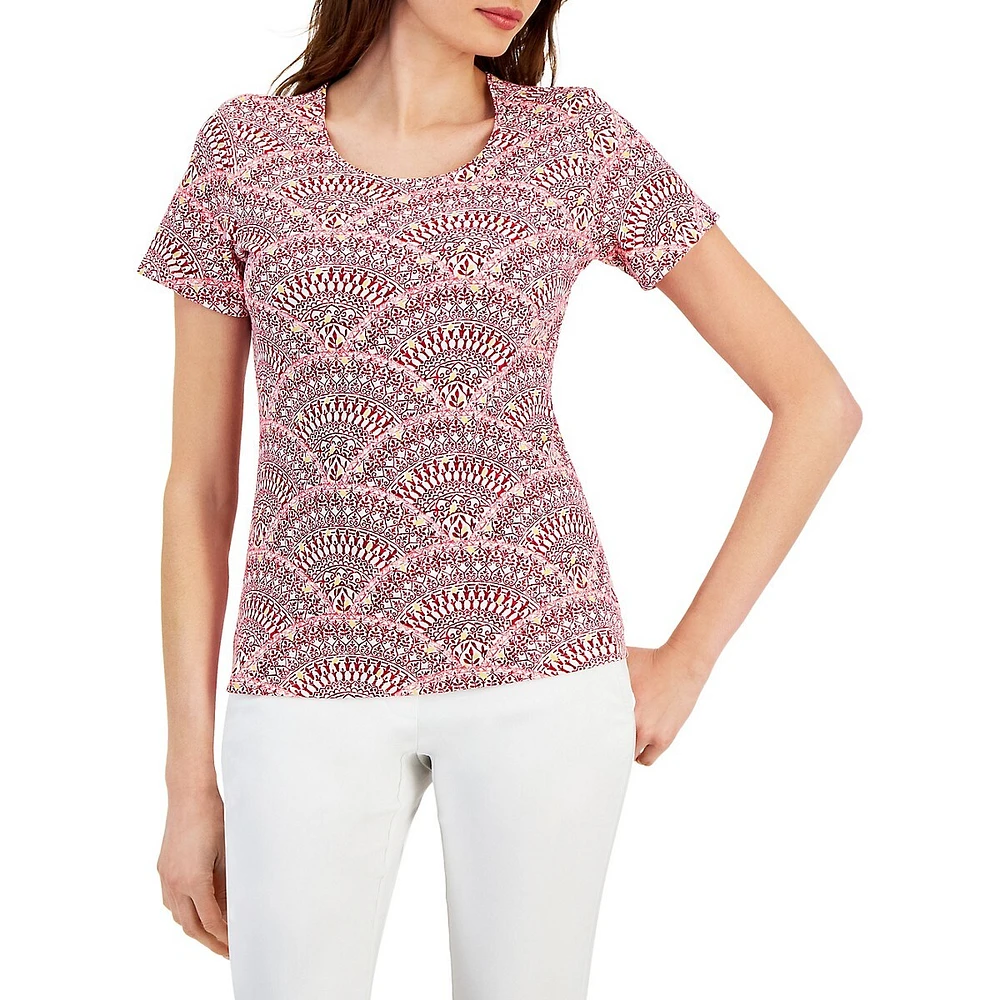 Bountiful Birdcage-Print Short-Sleeve Top