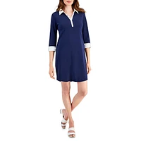 Collared Three-Quarter-Sleeve Dress