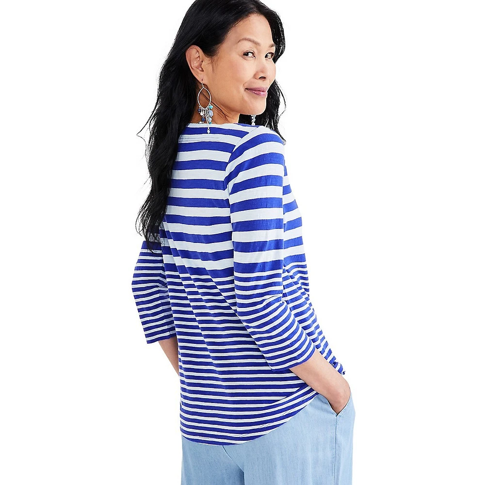 Petite Rewind Square-Neck Striped Top