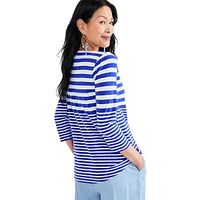 Petite Rewind Square-Neck Striped Top