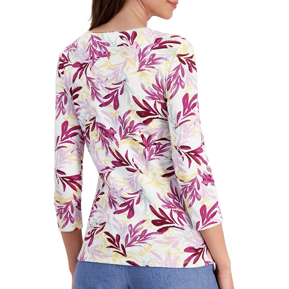 Printed Three-Quarter-Sleeve Top