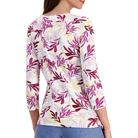 Printed Three-Quarter-Sleeve Top