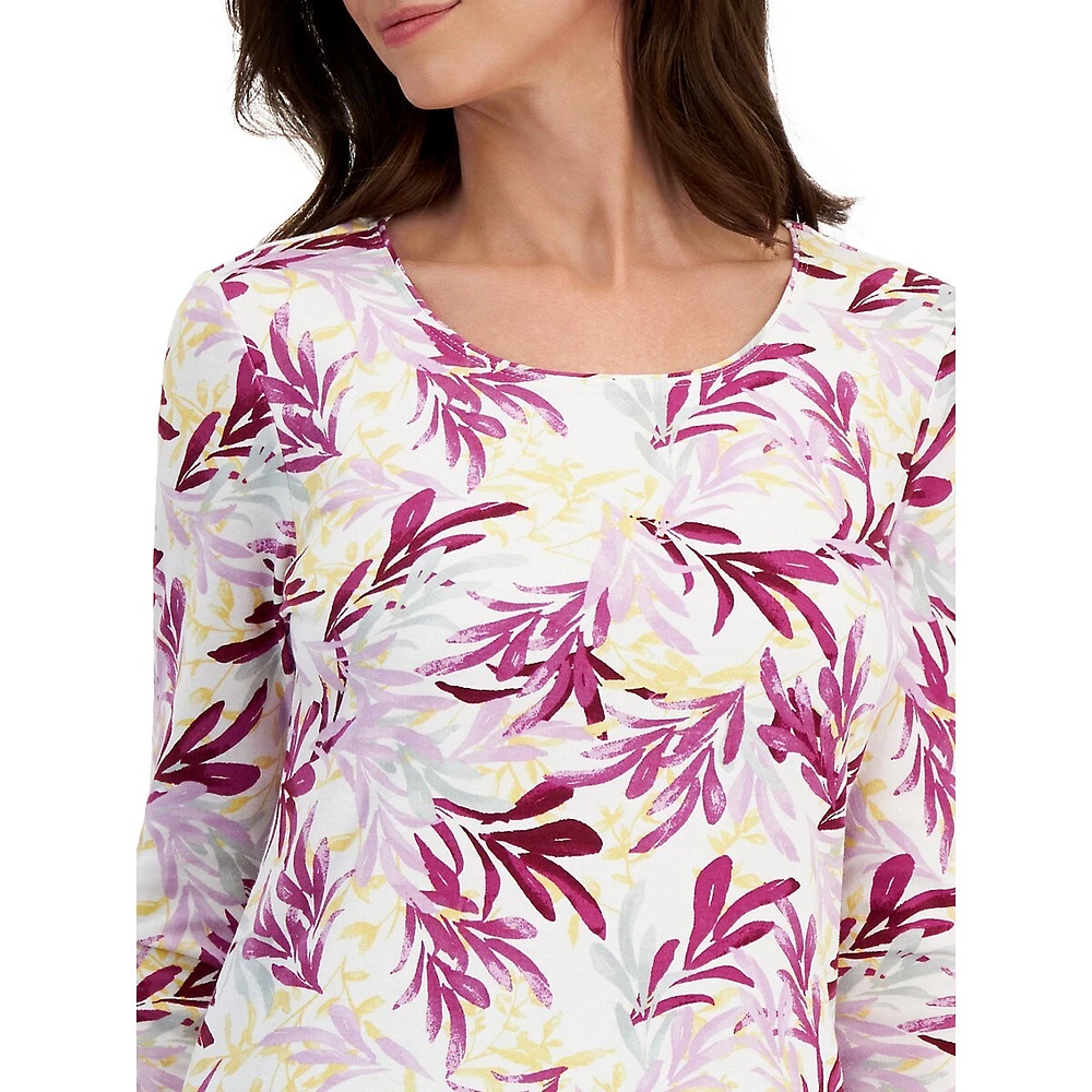 Printed Three-Quarter-Sleeve Top