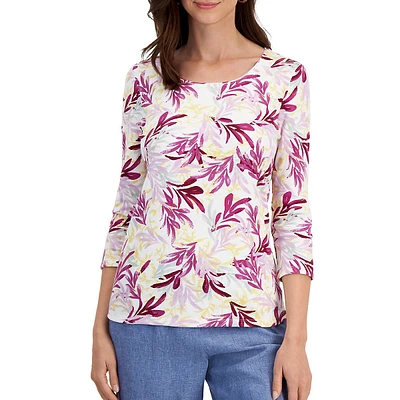 Printed Three-Quarter-Sleeve Top