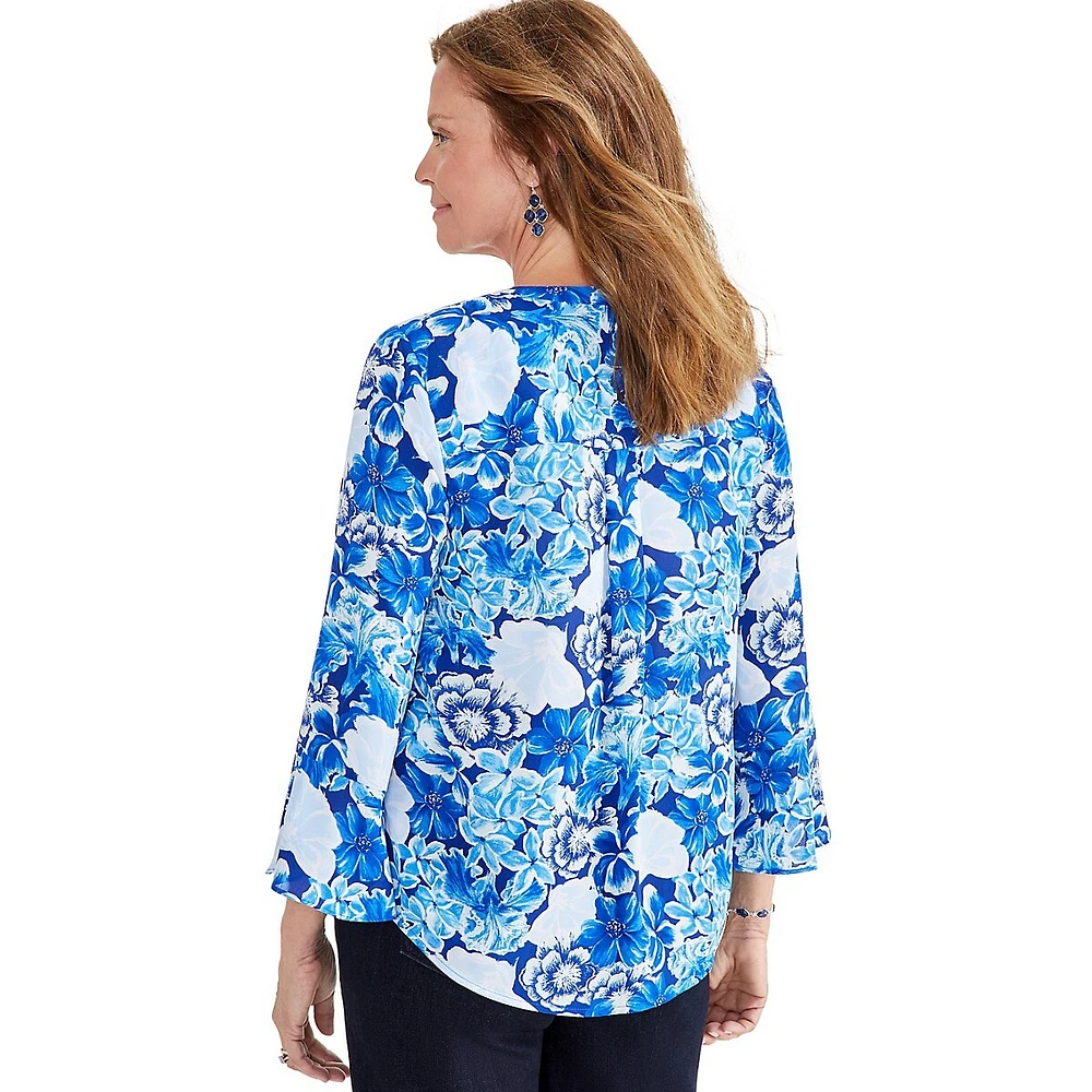 Petite Gigi Floral Pintucked Tunic Top