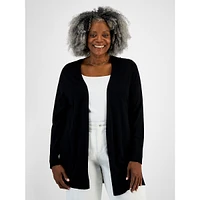 Plus Open-Front Long-Sleeve Cardigan