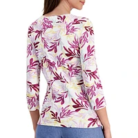 Petite Printed Three-Quarter-Sleeve Top