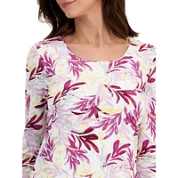 Petite Printed Three-Quarter-Sleeve Top