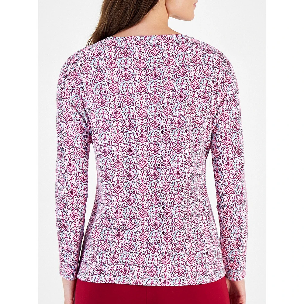 Tile Treat Printed Henley Top