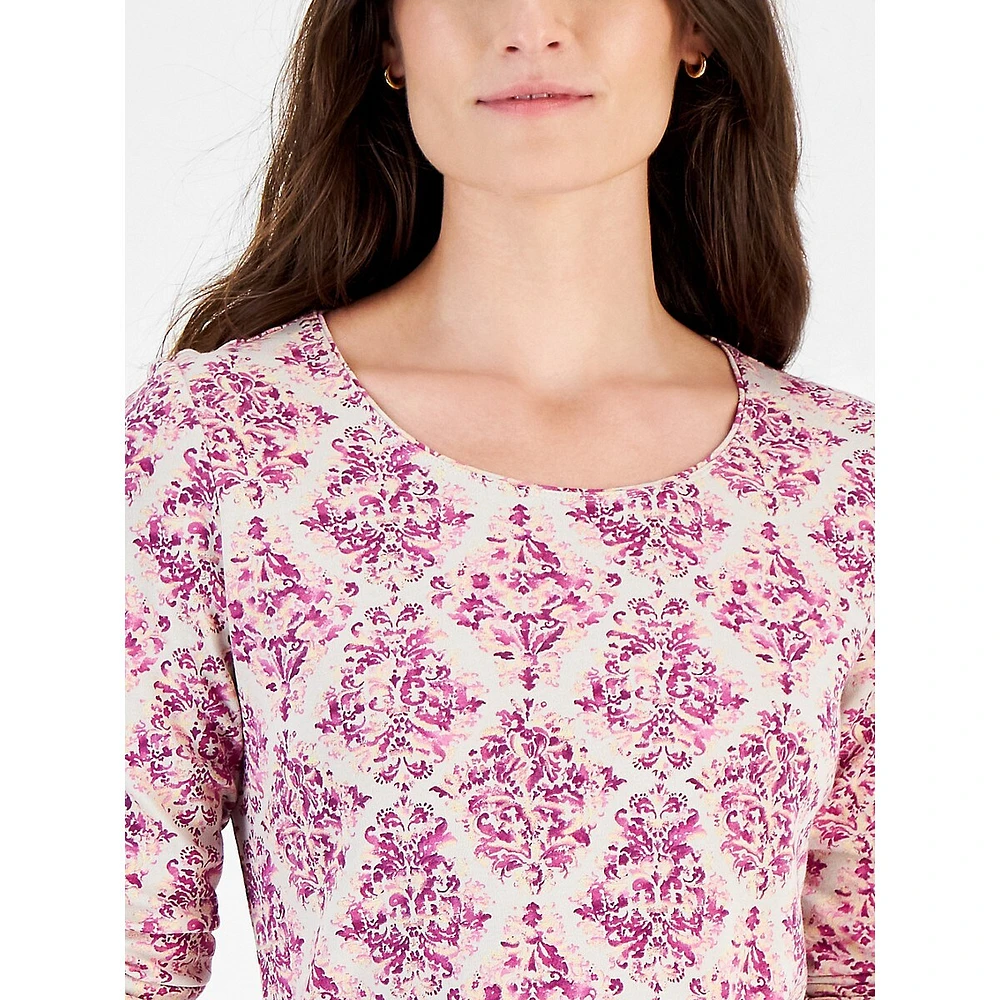 Doily Dance Printed Long-Sleeve Top