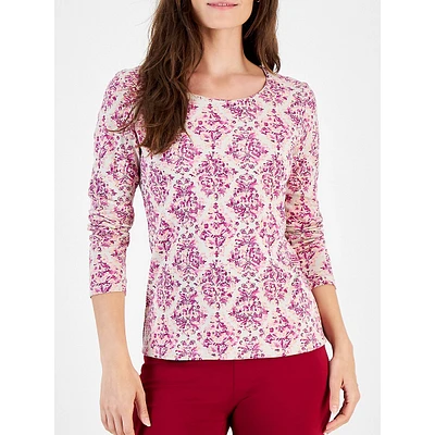 Doily Dance Printed Long-Sleeve Top