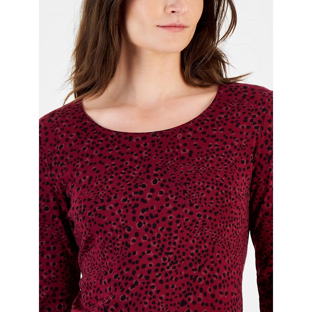 Leopard Flow Printed Long-Sleeve Top