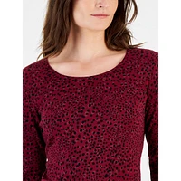 Leopard Flow Printed Long-Sleeve Top