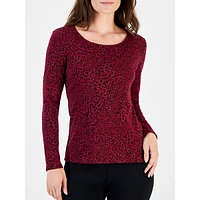 Leopard Flow Printed Long-Sleeve Top