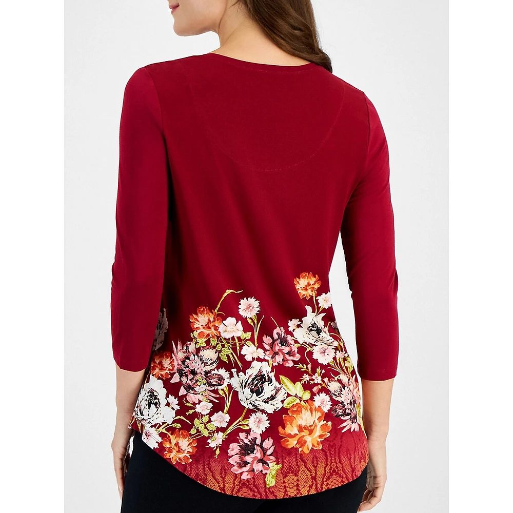 Regal Romance Three-Quarter Sleeve Top