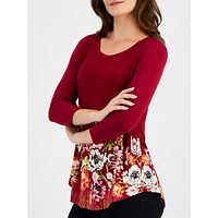 Regal Romance Three-Quarter Sleeve Top