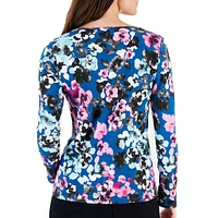 Petite Orchid Glory Printed Long-Sleeve Top