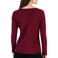 Petite Leopard Flow-Print Top