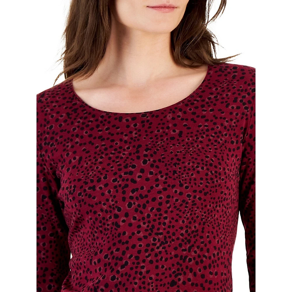 Petite Leopard Flow-Print Top