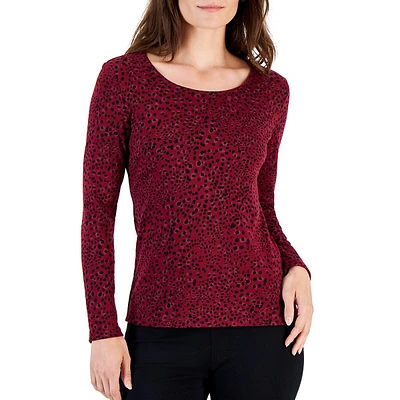 Petite Leopard Flow-Print Top