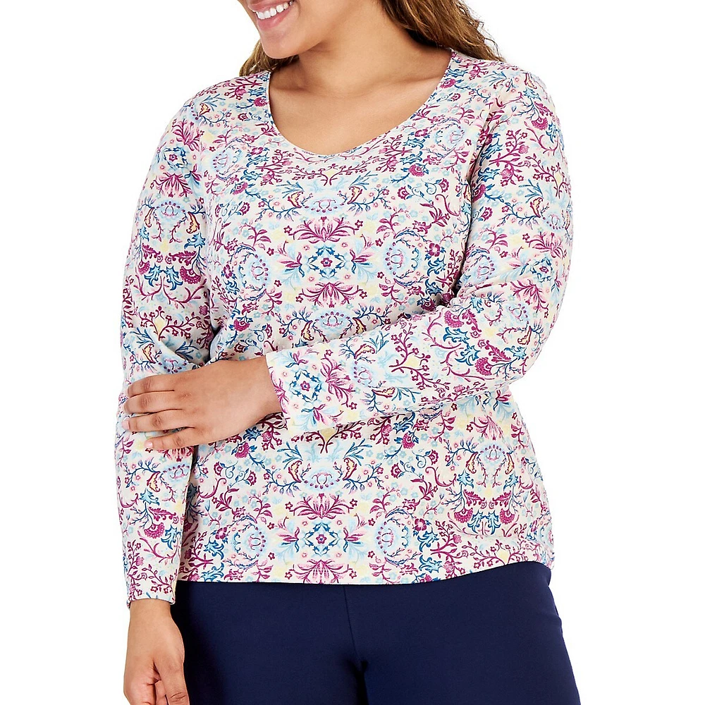 Plus Vine Tapestry-Print Top