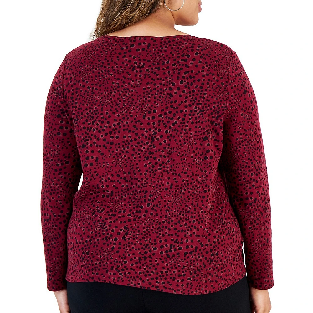 Plus Leopard Flow-Print Top