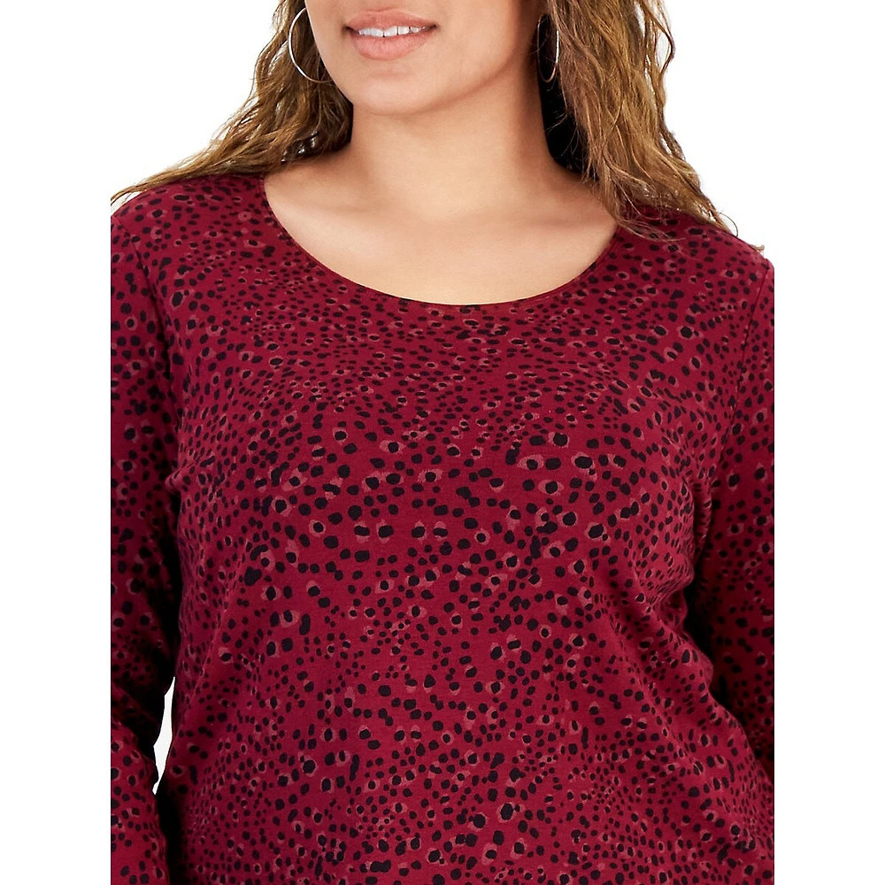 Plus Leopard Flow-Print Top