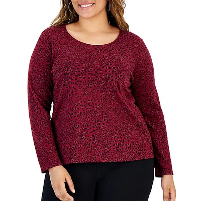 Plus Leopard Flow-Print Top