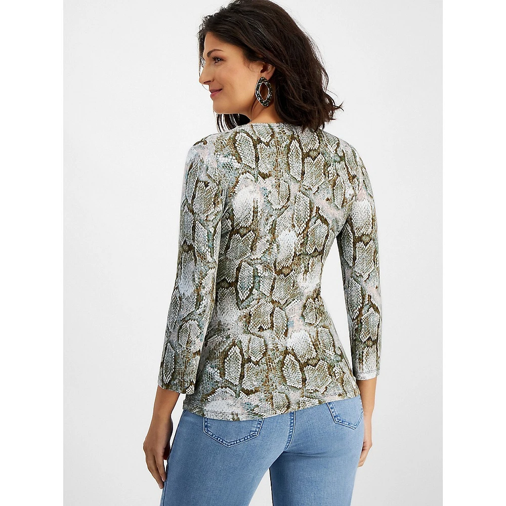 Serpentine-Print Ribbed Top