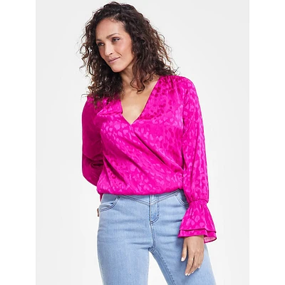 Surplice Bell-Sleeve Blouse