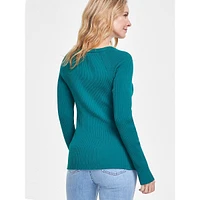 Laced Rib-Knit Sweater