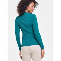 Portrait-Neckline Ribbed Sweater