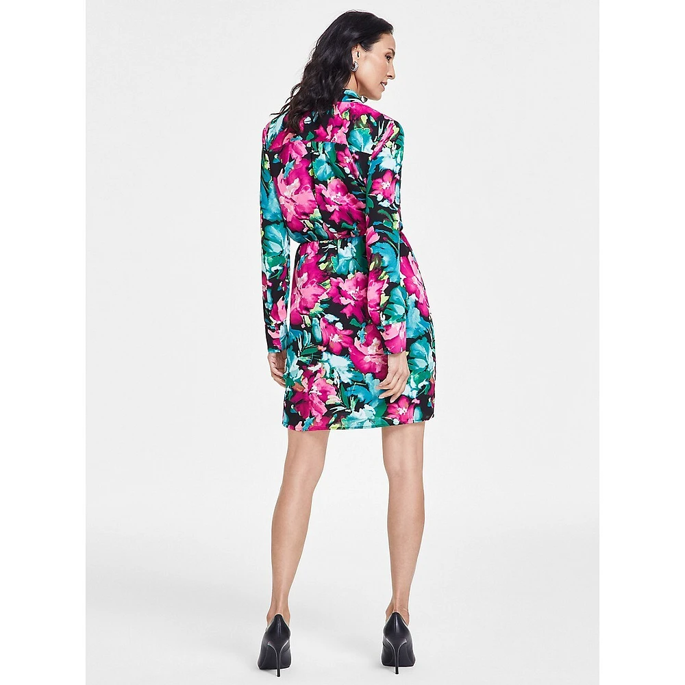 Floral Faux Wrap Dress