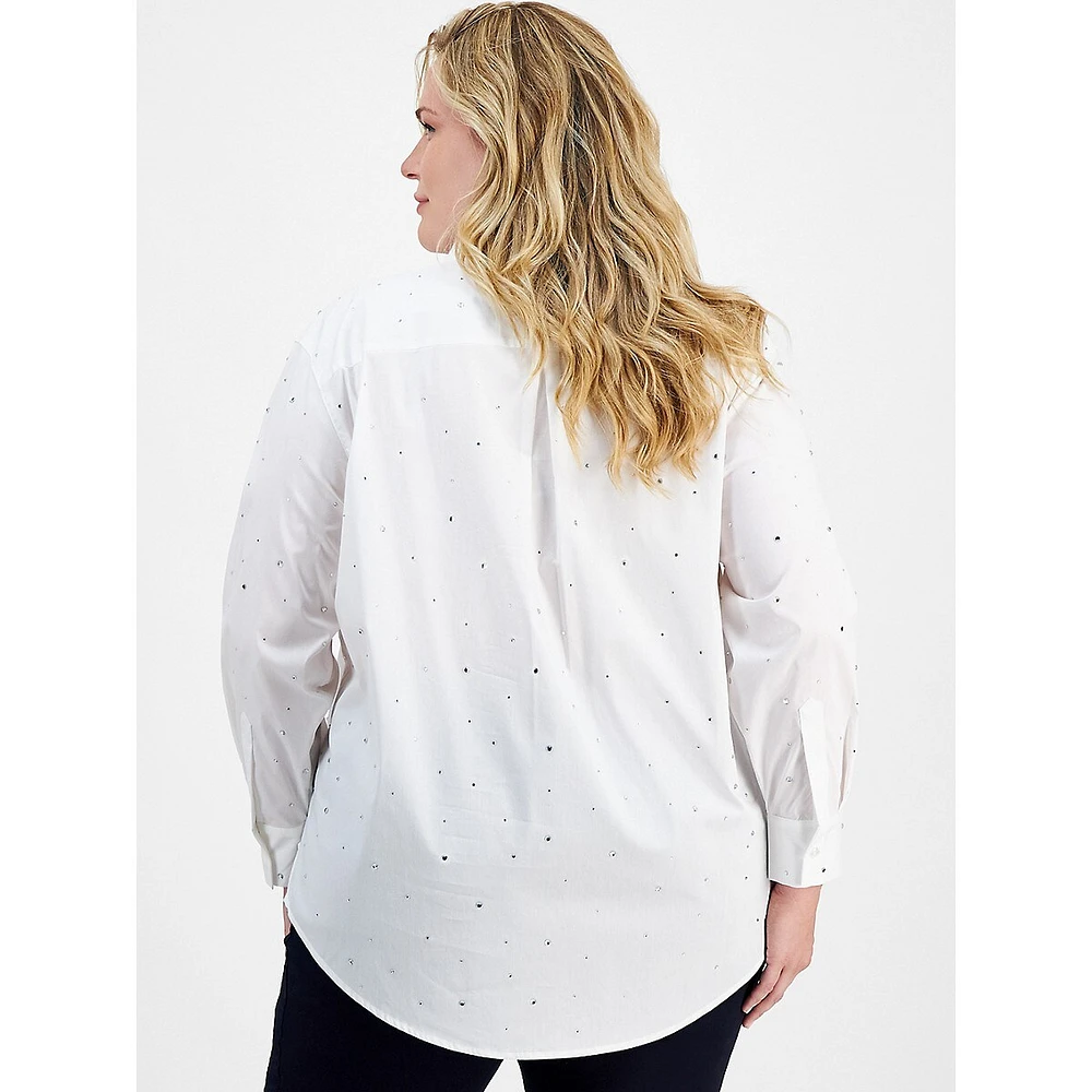 Plus Embellished Poplin Shirt